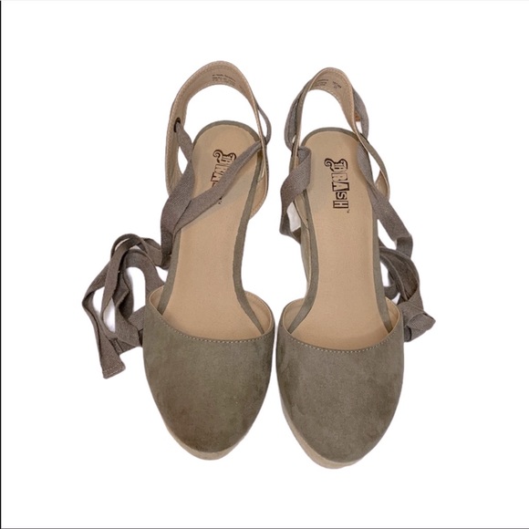 Brash Espadrille Wedges with Ankle Ties - Picture 2 of 9